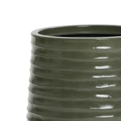 LuxenHome Decorative Resin Planter – Emerald Ribbed Top And Ivory Base With Drainage Hole -Garden GUEST 91f7312f b6e8 40e5 ae51 6be66c22bc53