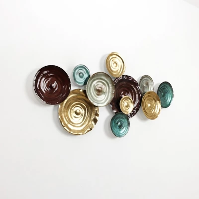 LuxenHome 43-Inch Abstract Large Metal Wall Decor For Living Room, Distressed Plates Artwork Hanging Sculpture Multicolored 5 LuxenHome 43-Inch Abstract Large Metal Wall Decor For Living Room, Distressed Plates Artwork Hanging Sculpture Multicolored - Image 3