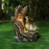 LuxenHome Resin Two Bunnies Tree Stump Outdoor Fountain With LED Lights 2 LuxenHome Resin Two Bunnies Tree Stump Outdoor Fountain With LED Lights -Garden GUEST 93929c06 c3cd 4d8e a746 343b24fe7d9f