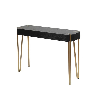 LuxenHome Black Wood And Gold Metal Console And Entry Table 5 LuxenHome Black Wood And Gold Metal Console And Entry Table - Image 3