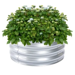 LuxenHome 24in Round Galvanized Steel Raised Garden Bed Planter 14 LuxenHome 24in Round Galvanized Steel Raised Garden Bed Planter -Garden GUEST 93b8dcd0 7456 473d a75a 73aaa4627416