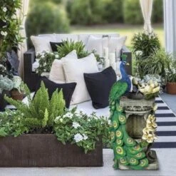 LuxenHome Resin Blue And Green Peacock Outdoor Fountain Garden Fountain With LED Light 25 LuxenHome Resin Blue And Green Peacock Outdoor Fountain Garden Fountain With LED Light -Garden GUEST 94aa89a8 b98f 4733 8da5 c3ce161a1657