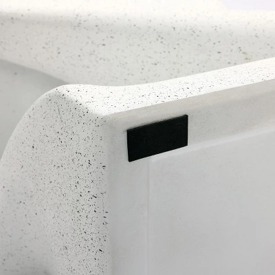 LuxenHome Speckled White MgO Square Twisted Side Table 4 LuxenHome Speckled White MgO Square Twisted Side Table - Image 2