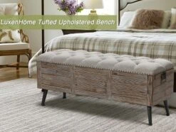LuxenHome 47.2-Inch Wide Upholstered Wood Storage Bench. 19 LuxenHome 47.2-Inch Wide Upholstered Wood Storage Bench. -Garden GUEST 94ec0f99 6cdc 4186 8a68 77f2c9c23720