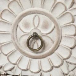 LuxenHome 3-Drawer 28.2" H X 25.2" W Natural Wood White Floral Accent Chest. -Garden GUEST 951056b5 33fe 4f6a a697 fcc94143a180