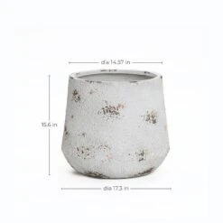 LuxenHome Rustic Planter – Off-White Round MgO Pot With Brown Accents & Plug -Garden GUEST 960074cd e294 41be 832f 8ca877060a18