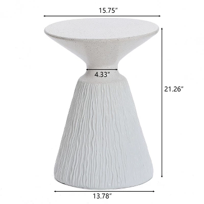 LuxenHome White And Speckled Gray MgO 15.75" Round Side Table 8 LuxenHome White And Speckled Gray MgO 15.75" Round Side Table - Image 6