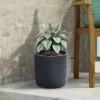 LuxenHome Modern Gray MgO 14.17" Round Planter -Garden GUEST 972bd24f 92eb 4a2a ab1a 98c8b908ff22