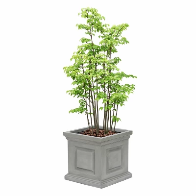 LuxenHome Gray MgO Square Box Flower Pot Planter 8 LuxenHome Gray MgO Square Box Flower Pot Planter - Image 6