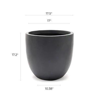 LuxenHome 17.2" Round Tapered Black Planter, Magnesium Oxide Pot For Indoor/Outdoor Use 11 LuxenHome 17.2" Round Tapered Black Planter, Magnesium Oxide Pot For Indoor/Outdoor Use - Image 9