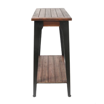 LuxenHome Dark Brown Wood And Black Metal 1-Shelf Console And Entry Table 4 LuxenHome Dark Brown Wood And Black Metal 1-Shelf Console And Entry Table - Image 2