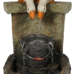LuxenHome Farmhouse Ducks Outdoor Resin Fountain With Lights Brown -Garden GUEST 9a1363cb 410e 4038 9fbd 454273fb1b88