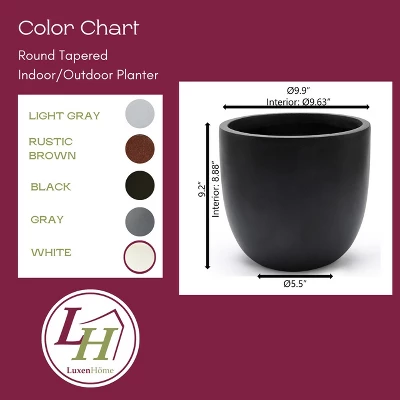 LuxenHome Round Tapered 9.2" H House Planter, Indoor/Outdoor Black 3 LuxenHome Round Tapered 9.2" H House Planter, Indoor/Outdoor Black
