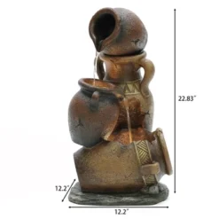 LuxenHome Brown Urns Resin Outdoor Fountain With Lights 15 LuxenHome Brown Urns Resin Outdoor Fountain With Lights -Garden GUEST 9ace6fd3 1914 49a0 8ee8 f8e00a059860