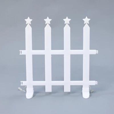 LuxenHome 8-Piece Light Show Star-Topped Fence Design Outdoor Decoration White 11 LuxenHome 8-Piece Light Show Star-Topped Fence Design Outdoor Decoration White - Image 9