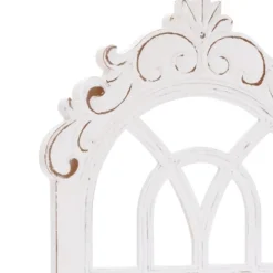 LuxenHome Distressed White Wood Vintage Arched Window Wall Home Decor -Garden GUEST 9b5530f8 ebed 482c bb16 d558ea864082