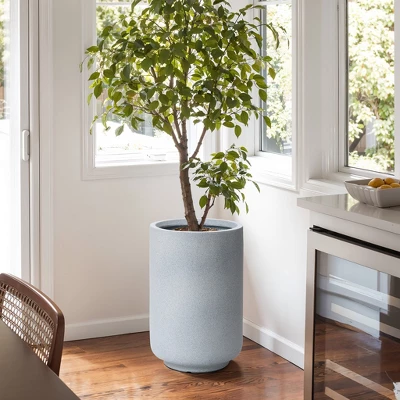 LuxenHome Concrete-Look Planter – Gray Round MgO Pot With Drainage Hole 3 LuxenHome Concrete-Look Planter – Gray Round MgO Pot With Drainage Hole