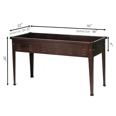 LuxenHome 50" W Brown Metal Rectangular Raised Garden Planter 6 LuxenHome 50" W Brown Metal Rectangular Raised Garden Planter - Image 4