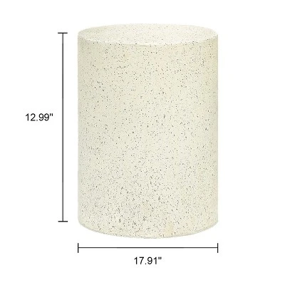 LuxenHome White And Speckled Gray Cement Round Indoor Outdoor Side Table 6 LuxenHome White And Speckled Gray Cement Round Indoor Outdoor Side Table - Image 4