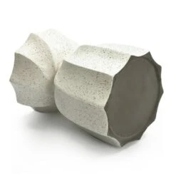 LuxenHome Off White With Gray Cement Hourglass Side Table -Garden GUEST 9d31d28c 5fc2 4f9c b066 a18a2e5ce34a