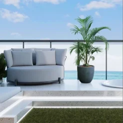 LuxenHome Round Tapered 17.2" H Flower Pot Planter Gray -Garden GUEST 9e34fbb9 d959 418b a989 09e9b5bce623