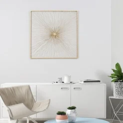 LuxenHome Gold Abstract Flower Square Metal Wall Art -Garden GUEST 9eab1f57 630d 457c bcd7 9fb51452efed