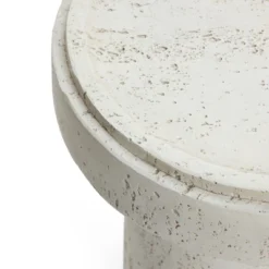 LuxenHome Off White MgO Round 18.5-Inch Tall Side Table, Indoor And Outdoor Off-White -Garden GUEST 9eb6576a 964c 4158 b5fb f47ec73e53e5