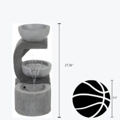 LuxenHome Gray Resin Raining Water Sculpture Outdoor Fountain With LED Lights 10 LuxenHome Gray Resin Raining Water Sculpture Outdoor Fountain With LED Lights -Garden GUEST 9f09ca77 7550 4a5c bebf 16b0da4d0351