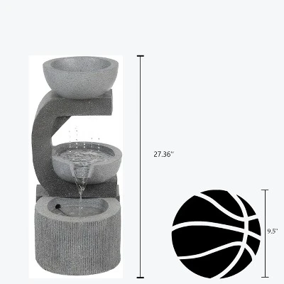 LuxenHome Gray Resin Raining Water Sculpture Outdoor Fountain With LED Lights 6 LuxenHome Gray Resin Raining Water Sculpture Outdoor Fountain With LED Lights - Image 4