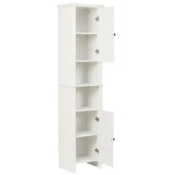 LuxenHome White MDF Wood 67-Inch Tall Tower Bathroom Linen Cabinet -Garden GUEST 9f67609d b3a7 4a6f 86b3 7961c8149d45