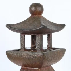 LuxenHome Resin Japanese Pagoda Fountain With LED Light -Garden GUEST 9f75aae9 7673 4823 9079 1bc9ce6b00c2