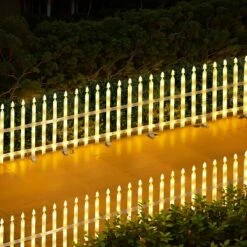 LuxenHome 8-Piece Light Show Fence Design Outdoor Holiday Decoration White 15 LuxenHome 8-Piece Light Show Fence Design Outdoor Holiday Decoration White -Garden GUEST a00950dc 3e63 485d 9bac a6485ebee90a