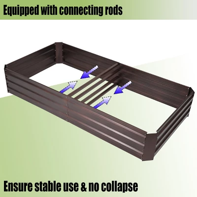 LuxenHome Brown Metal Rectangular 6x3ft Garden Bed 4 LuxenHome Brown Metal Rectangular 6x3ft Garden Bed - Image 2