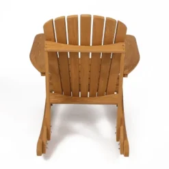 LuxenHome Natural Brown Wood Outdoor Adirondack Rocking Chair -Garden GUEST a0907db5 4cf2 4a57 8f36 f2789c6c9c0e