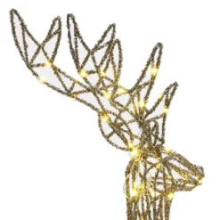 LuxenHome 3-Piece Gold Glitter Deer Family Outdoor Holiday Decoration With Lights Brown -Garden GUEST a0a91990 f891 4c50 b65b 3b4299140641