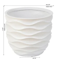 LuxenHome White MgO 11.6-Inch H Waves Round Planter -Garden GUEST a1484439 893c 4a69 ab43 b2188ed49cdd