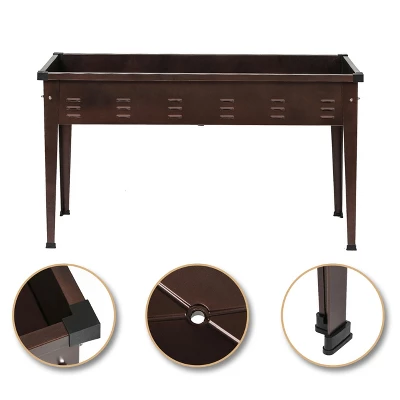 LuxenHome 50" W Brown Metal Rectangular Raised Garden Planter 12 LuxenHome 50" W Brown Metal Rectangular Raised Garden Planter - Image 10