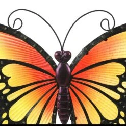 LuxenHome Orange And Yellow Butterfly Metal And Glass Outdoor Wall Decor -Garden GUEST a2c148dd 5448 462c 9da6 9b68bdd5e1bf