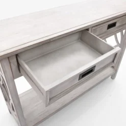LuxenHome Gray Wood 2-Drawer 1-Shelf Console And Entryway Table 22 LuxenHome Gray Wood 2-Drawer 1-Shelf Console And Entryway Table -Garden GUEST a3213339 4d56 4789 a2a1 1911aa0b8ad9