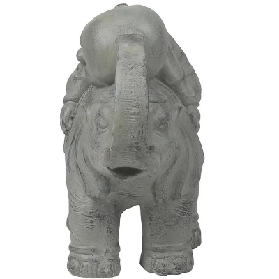 LuxenHome 14.5" Gray MgO Buddha Monk And Elephant Garden Statue 5 LuxenHome 14.5" Gray MgO Buddha Monk And Elephant Garden Statue - Image 3