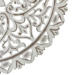 LuxenHome Distressed White Wood Flower Mandala 31.5" Round Wall Decor -Garden GUEST a37f1a38 cb6c 42bc a1e6 352d5bab0fdf