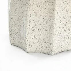 LuxenHome Off White With Gray Cement Hourglass Side Table -Garden GUEST a3915344 4368 436b a0dc 154d17c82f14
