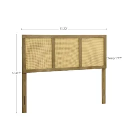 LuxenHome Natural Finish Rubberwood With Rattan Panels Headboard, Queen Brown -Garden GUEST a3ac097e 60b7 49ab bcaf 4640d4ded5ed