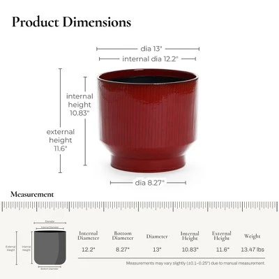 LuxenHome Ceramic Plant Pot Red Glazed Indoor Outdoor Decorative Planter With Drainage Hole And Rubber Plug Modern Round Flower Pot 4 LuxenHome Ceramic Plant Pot Red Glazed Indoor Outdoor Decorative Planter With Drainage Hole And Rubber Plug Modern Round Flower Pot - Image 2