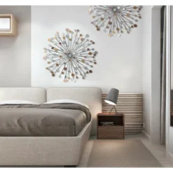 LuxenHome Silver, Black, And Gold Iron Metal Round Abstract Wall Decor -Garden GUEST a4e74900 2f82 45a9 96f9 54bed97a2cc5