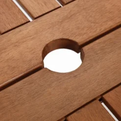 LuxenHome Natural Solid Wood 60"-78" Extending Rounded Rectangle Outdoor Dining Table Brown -Garden GUEST a4fc68e9 2695 45f0 a45e 57960ce0ee14