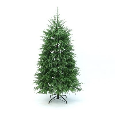 LuxenHome 6Ft Pre-Lit Green Full Artificial Cedar Christmas Tree With Metal Stand 9 LuxenHome 6Ft Pre-Lit Green Full Artificial Cedar Christmas Tree With Metal Stand - Image 7