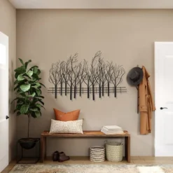 LuxenHome Snowy Black Metal Field Of Trees Wall Art -Garden GUEST a5cee296 82b8 474b 81af a9f9c8da37fd