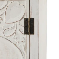 LuxenHome Farmhouse White Wood 2-Door Accent Storage Cabinet. -Garden GUEST a640447f 31d3 459a a113 93564dbe5a61