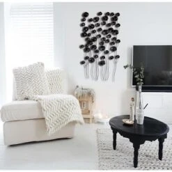 LuxenHome Black With Gold Flowers Abstract Metal Wall Art -Garden GUEST a68f71cd e982 4b5b a6ea b1446e387d95